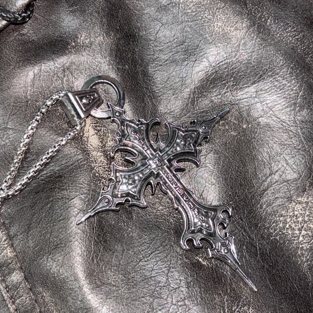 새상품 빅 고딕 십자 해골 목걸이 팬던트