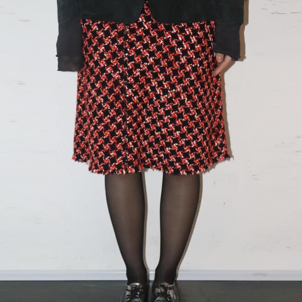 프라다 00s 프린지 디테일 A라인 울 스커트