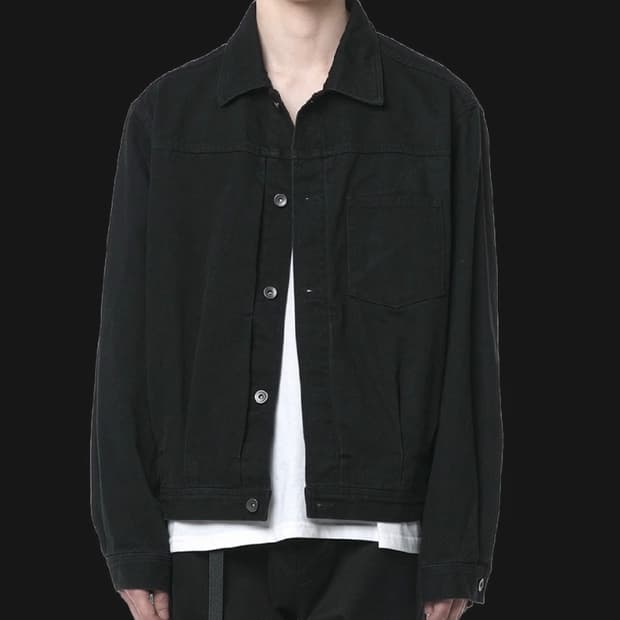 (1사이즈) 이얼즈어고 블랙 데님 트러커 자켓