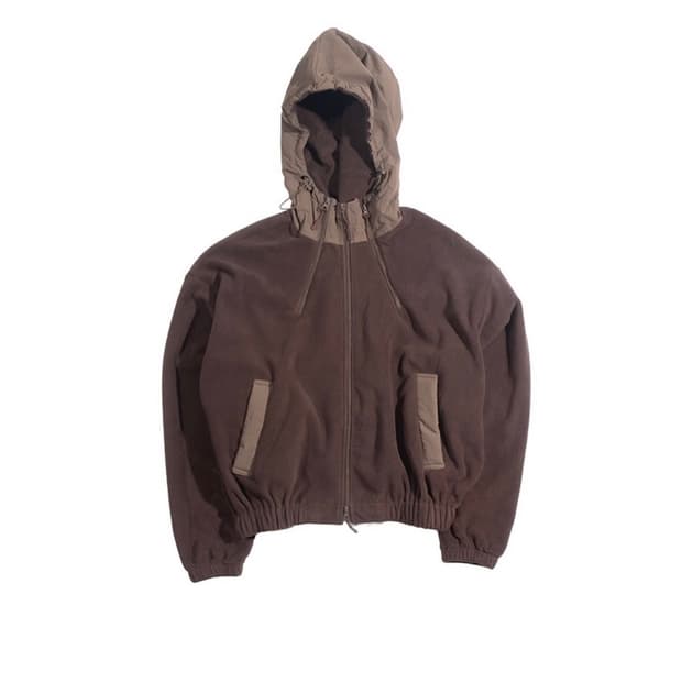 neck side cropped fleece jumper