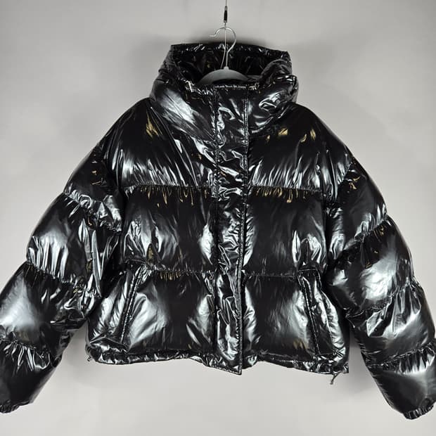 [무료배송]아워웨이브 F 글로시 후드 패딩 OURWAVE 유광 블랙