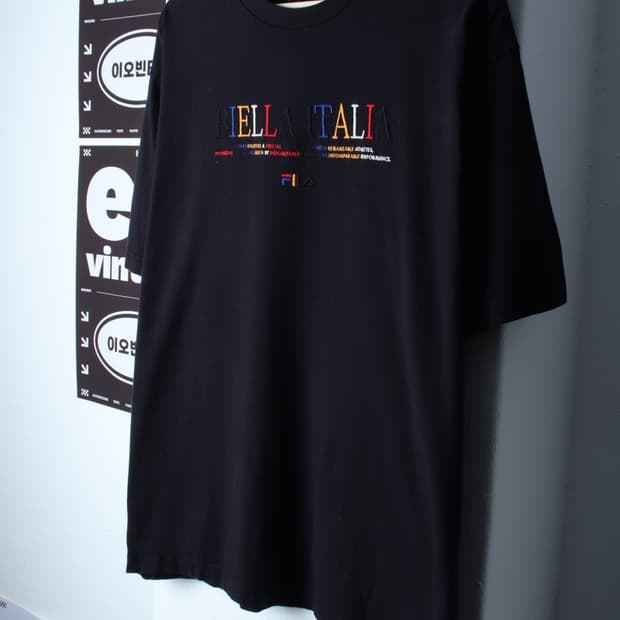 (2XL) 휠라 반팔 티셔츠 빅사이즈 레터링 올드스쿨-H32188