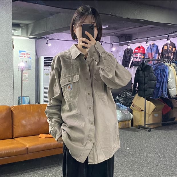 칼하트 베이지 투포켓 코튼 셔츠 B3462