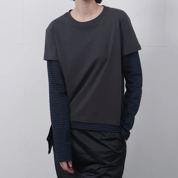 오헤시오 레이어드 스트라이프 티셔츠