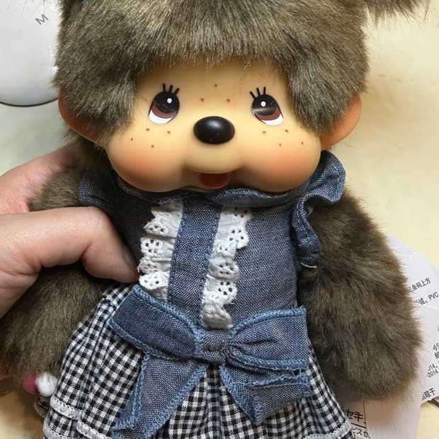(무료배송)몬치치 양갈래 데님 체크 원피스 M 새제품