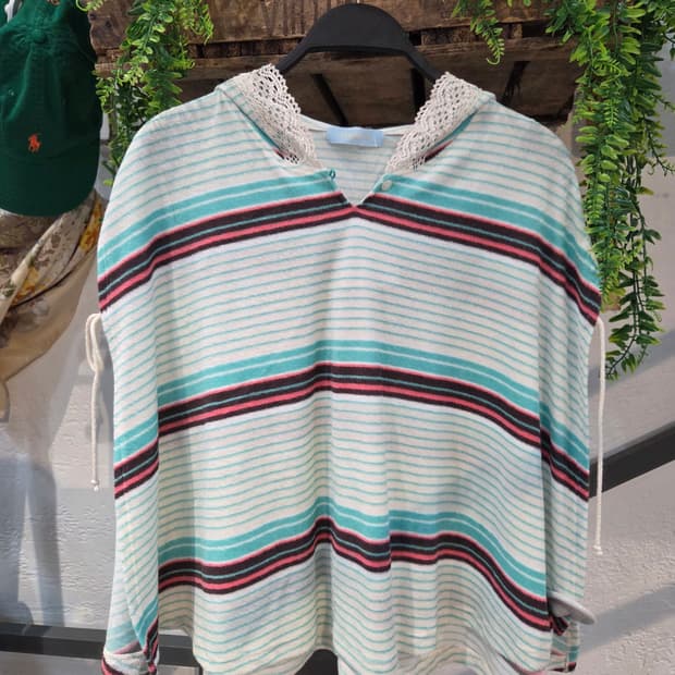 VINTAGE 민트 스트라이프 케이프