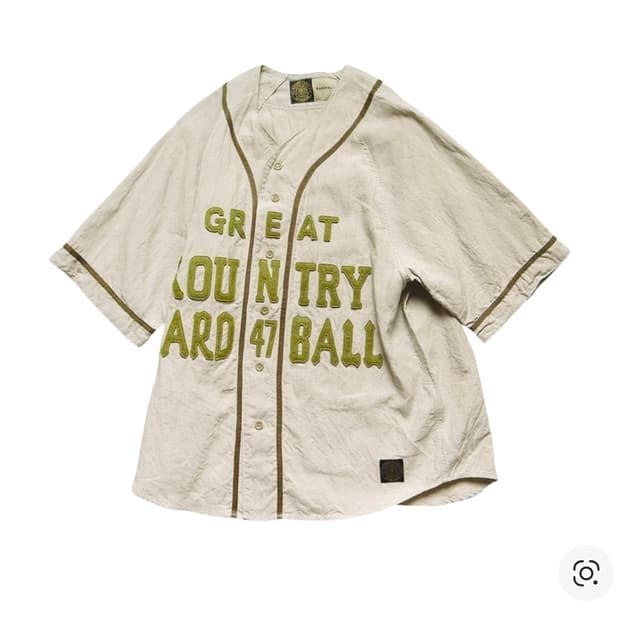 캐피탈 프렌치 리넨 그레이트 컨트리 베이스볼 셔츠 베이지