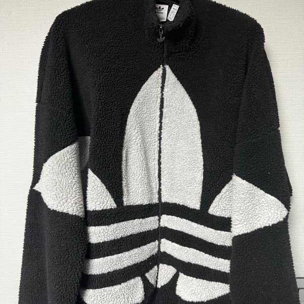 아디다스 빅로고 뽀글이 플리스 집업 xl