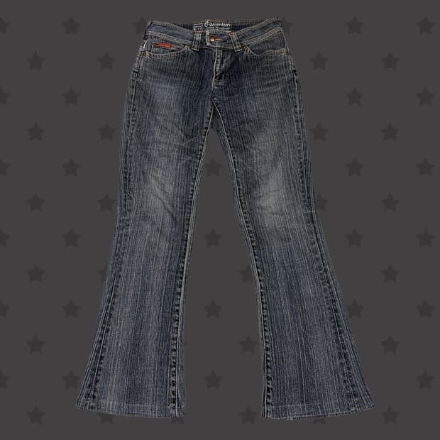 고딕펑크 트루릴리젼깔 핀터깔 워싱 대장 로우라이즈 데님 부츠컷 팬츠