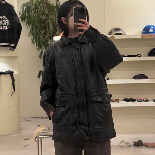 빈티지 블랙 가죽 자켓 U475