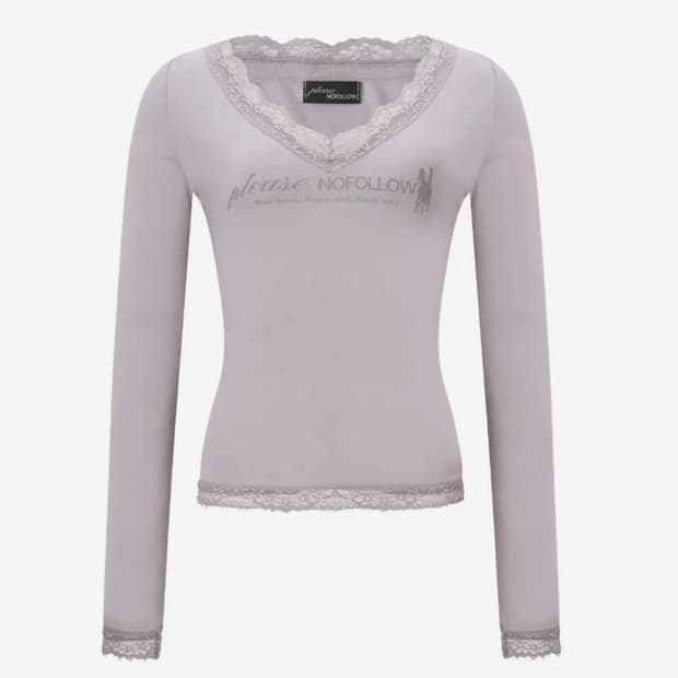 플리즈노팔로우 케인 레이스 롱슬리브 탑 페일 바이올렛