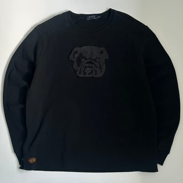 [L] 폴로 랄프로렌 불독 패치 블랙 스웻 셔츠 맨투맨