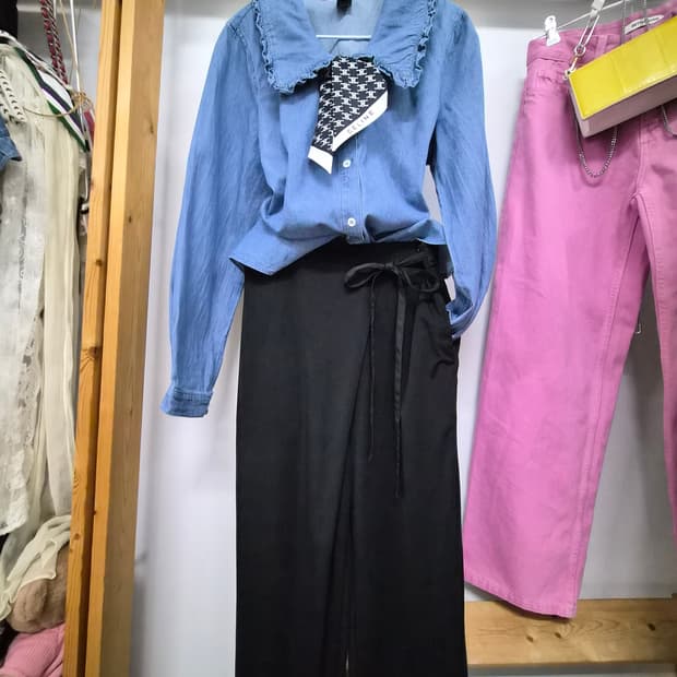 마크제이콥스 프릴벌룬데님. 언발 랩 스판 슬렉스