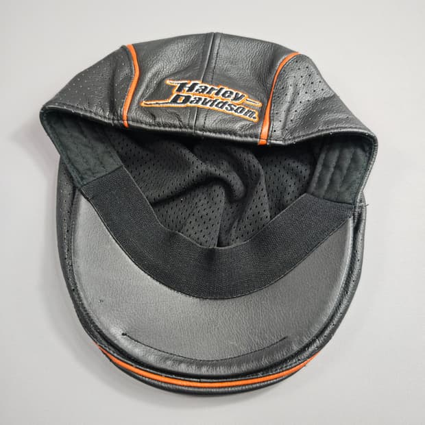 할리 데이비슨 백로고 자수 레더 헌팅캡 블랙 S