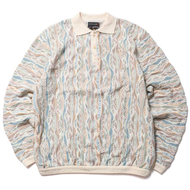 쿠지 Coogi Polo Cable Knit Long Sleeve 
