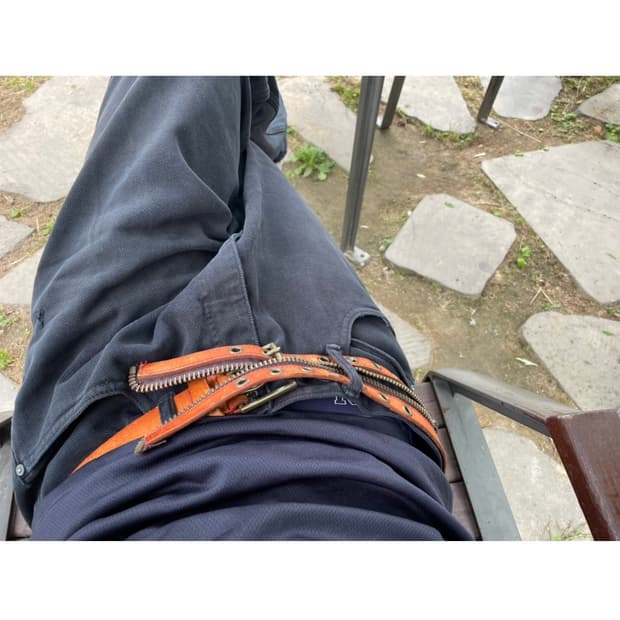 zip leather belt