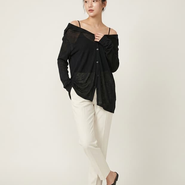 h's cabinet  오프 숄더 가디건