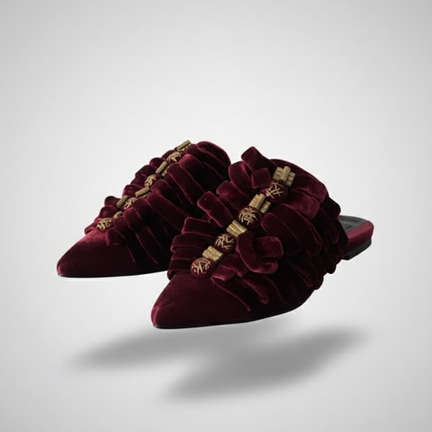 36/ 90s 이탈리아 꾸뛰르 무드 벨벳 뮬 디자이너 아틀리에 슈즈