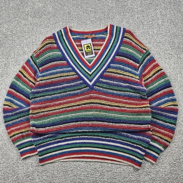미쏘니 빈티지 브이넥 스트라이프 스웨터 니트 (상세설명참조)/ 10270