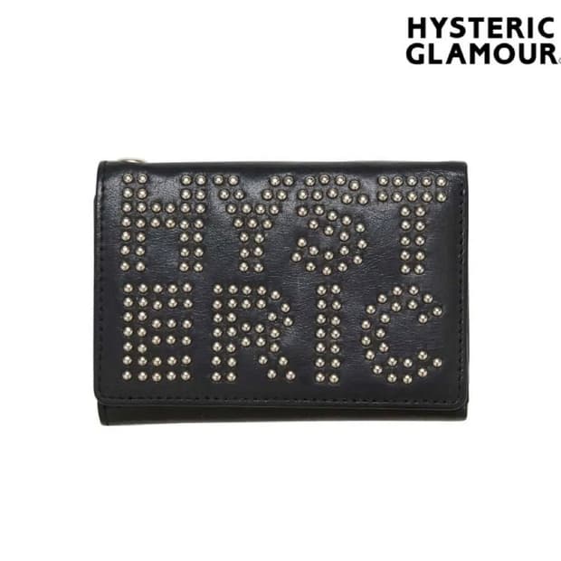 히스테릭글래머 지갑 로고 스터드 3단 가죽지갑