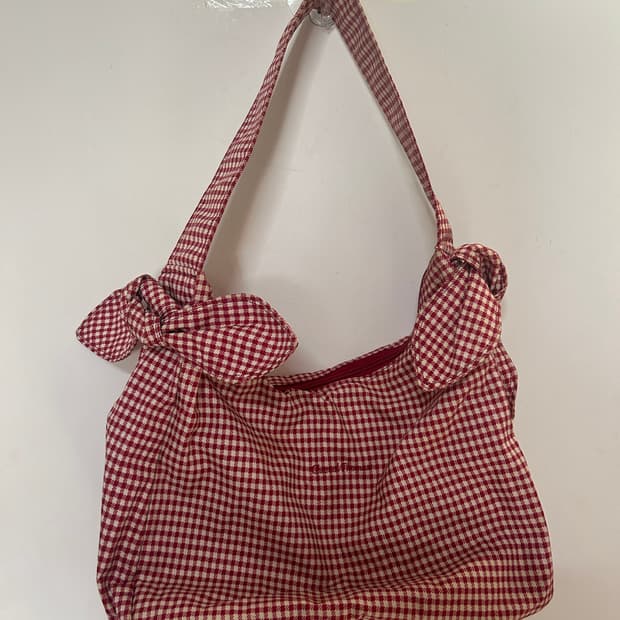 깅업체크 숄더백 