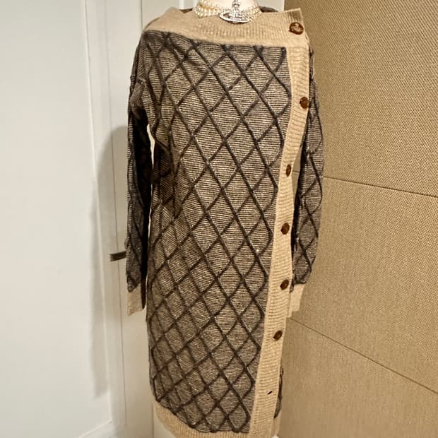 비비안웨스트우드 아가일 orb버튼가디건 원피스