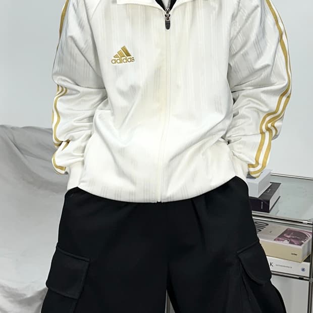 아디다스 제펜 화이트 골드 트랙탑 져지 L