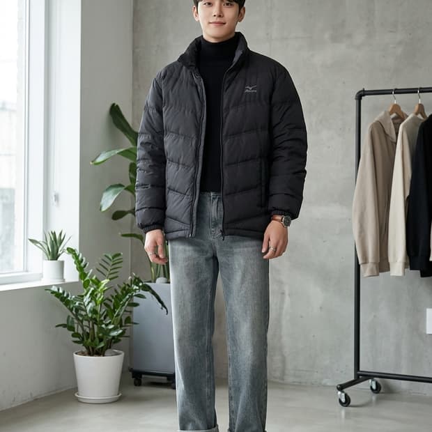 미즈노 블랙 덕다운 패딩 자켓