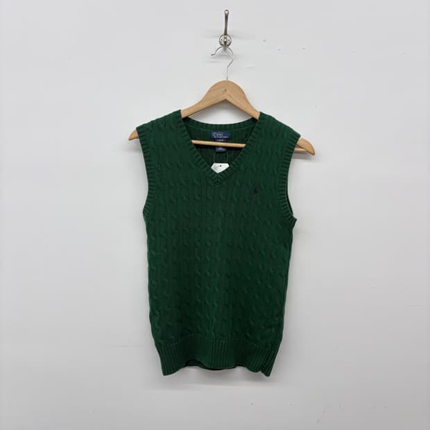 폴로 랄프로렌 케이블 니트 조끼 그린 여L