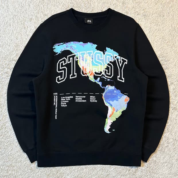 희귀) 스투시 STUSSY 월드투어 기모 맨투맨 블랙