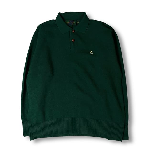 빈폴 그린 카라 긴팔 니트 100