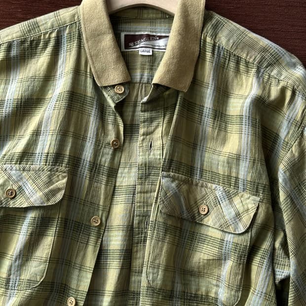 Light cotton wide silhouette check shirt