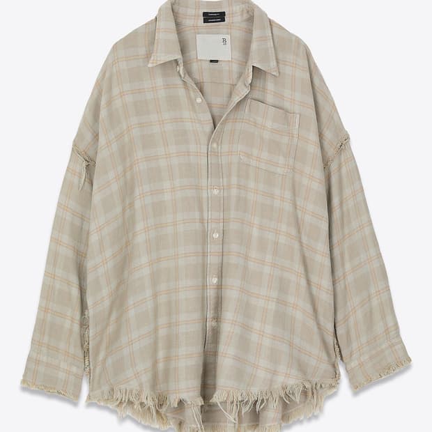 (xs) R13 알써틴 슈레디드 심 드롭 넥 셔츠