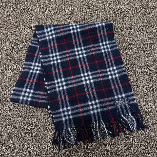 버버리 램스울 체크 머플러 목도리 네이비