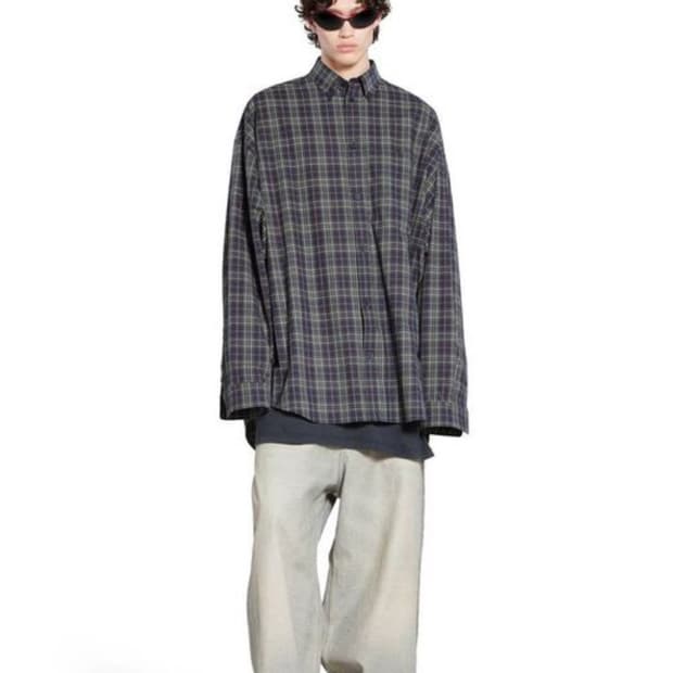 [1] 발렌시아가 백로고 플란넬 체크 셔츠