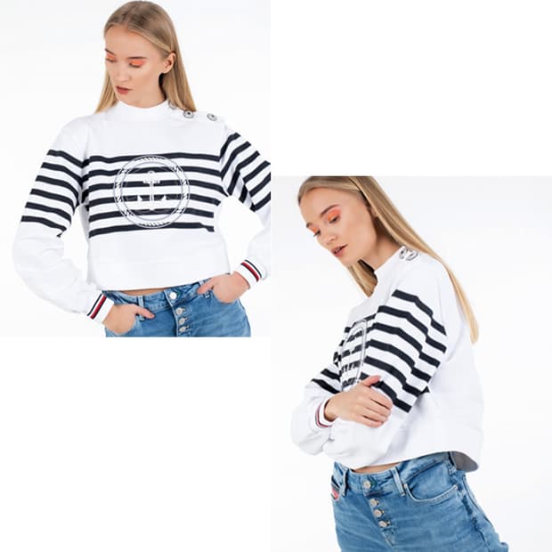 TOMMY ICONS 크롭스웻셔츠