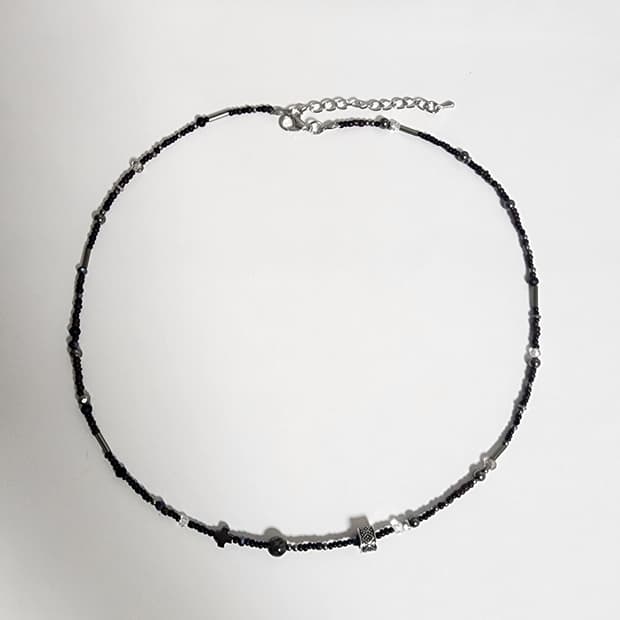 남자 십자가,원석 비즈 목걸이