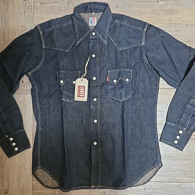 리바이스 LVC 1955 쏘우투스 데님 셔츠 러프 린스 S