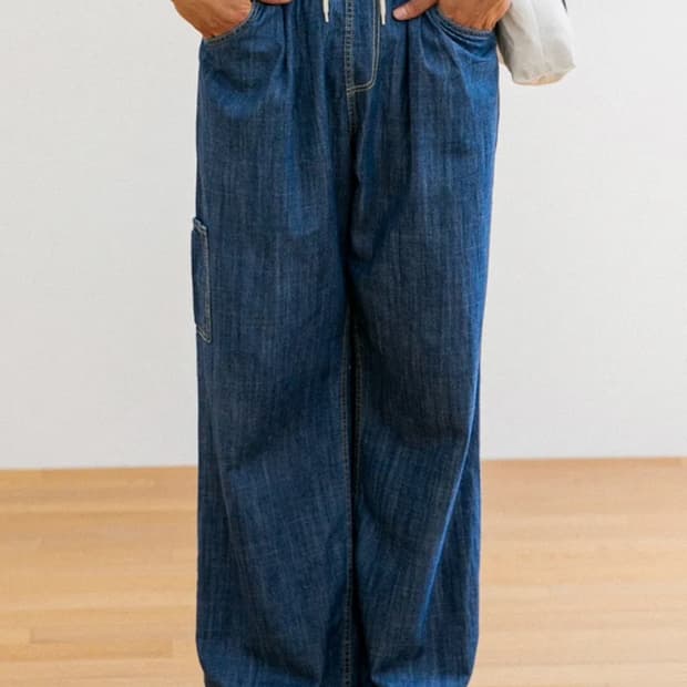 [moaa] 고바이 데님 밴딩 팬츠 (연청)