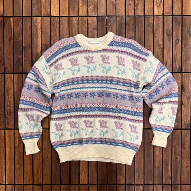 80s Compliments 파스텔 페어아일 니트 (L)  