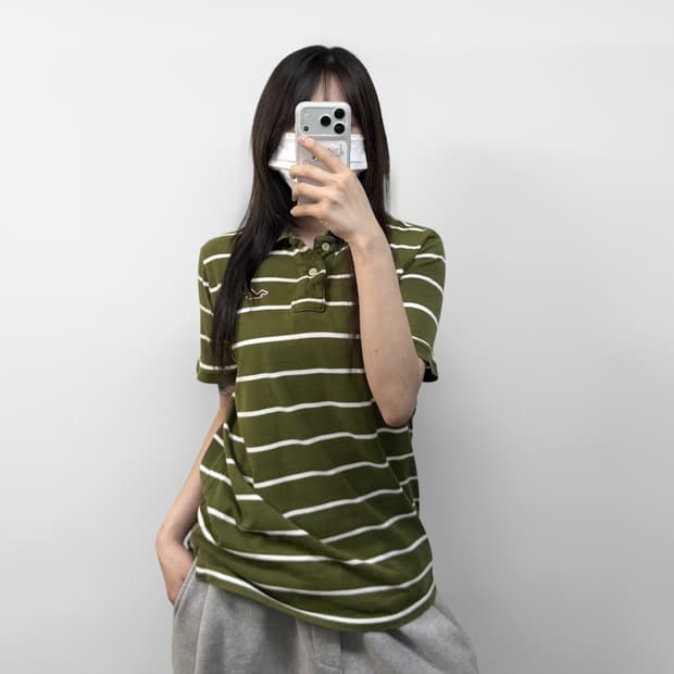 홀리스터 스트라이프 카라티 카키