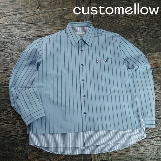 [커스텀멜로우] 더블 레이어드 스트라이프 셔츠 M19944