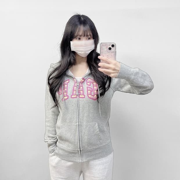 갭 Gap 스펠 로고 후드집업 그레이