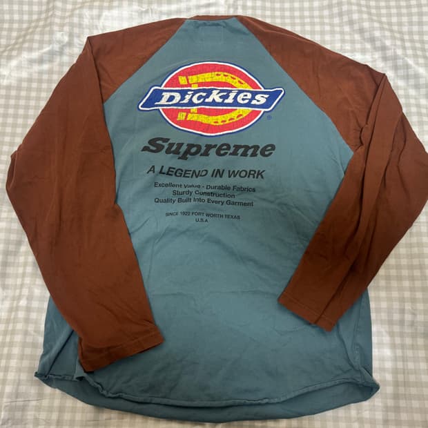 [XL]슈프림 x 디키즈 래글런 롱슬리브 탑 다크 슬레이트