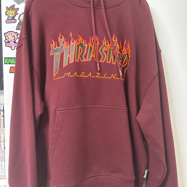 트래셔 버건디 후드티