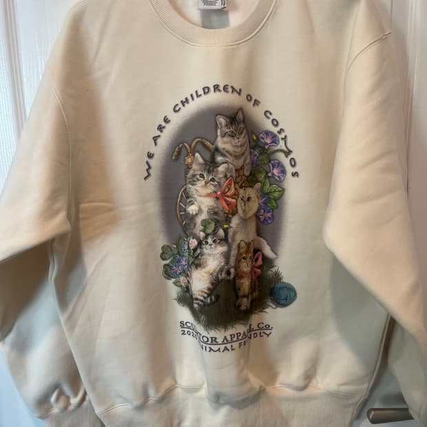 스컬프터 고양이 기모 맨투맨 m