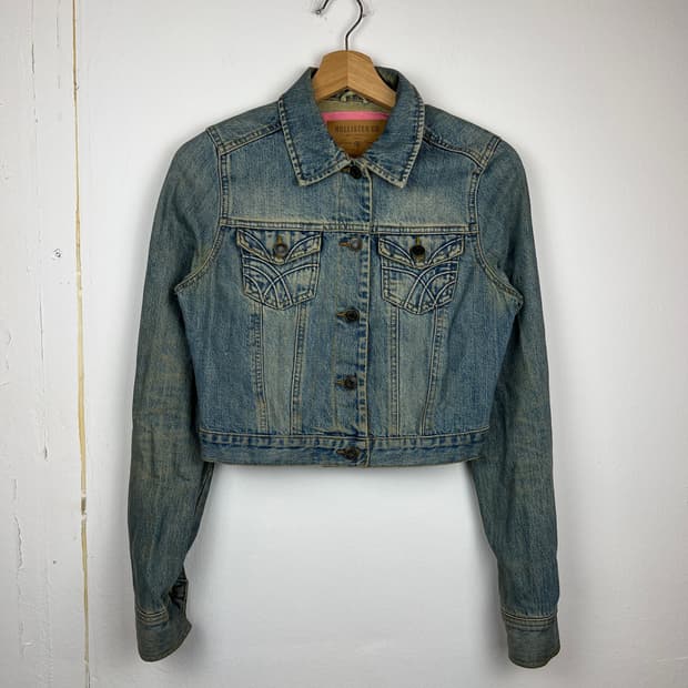 Hollister 포켓디테일 데님 크롭 자켓 M