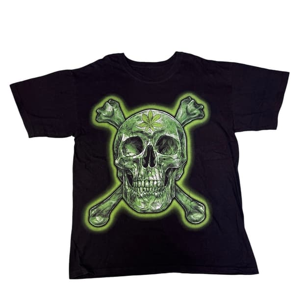 빈티지 스컬마리화나 SKULL POT LEAF 티셔츠 L