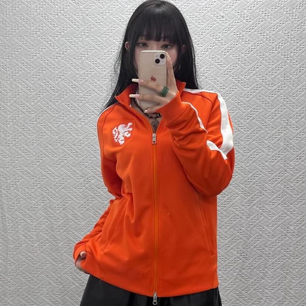 나이키 네덜란드 13-14 국대 Y2K 오렌지 져지 집업 L C09610