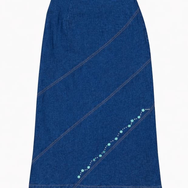 사라 브랜드 Floral Point Denim Long Skirt